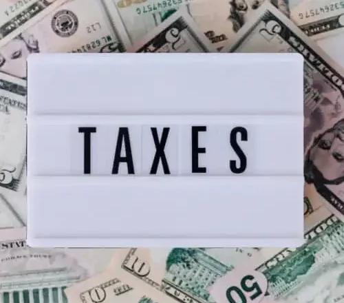 Picture of a Tax Sign Reflecting Implications in a divorce.