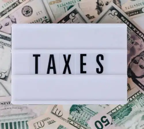 Picture of a Tax Sign Reflecting Implications in a divorce.